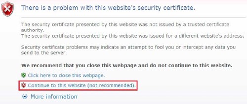 Hình ảnh cho mục tin tức Thông báo lỗi "There is a problem with this website's security certificate"