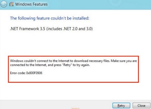 Hình ảnh cho mục tin tức Tình huống thường gặp: Tình huống số 3 - Hiển thị thông báo: Windows couldn't connect to the internet to download necessary files....